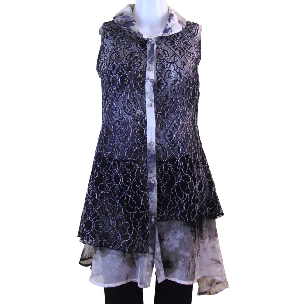 Minkas Layered Asymmetrical Long Blouse - Dress - Size S - (NEW)